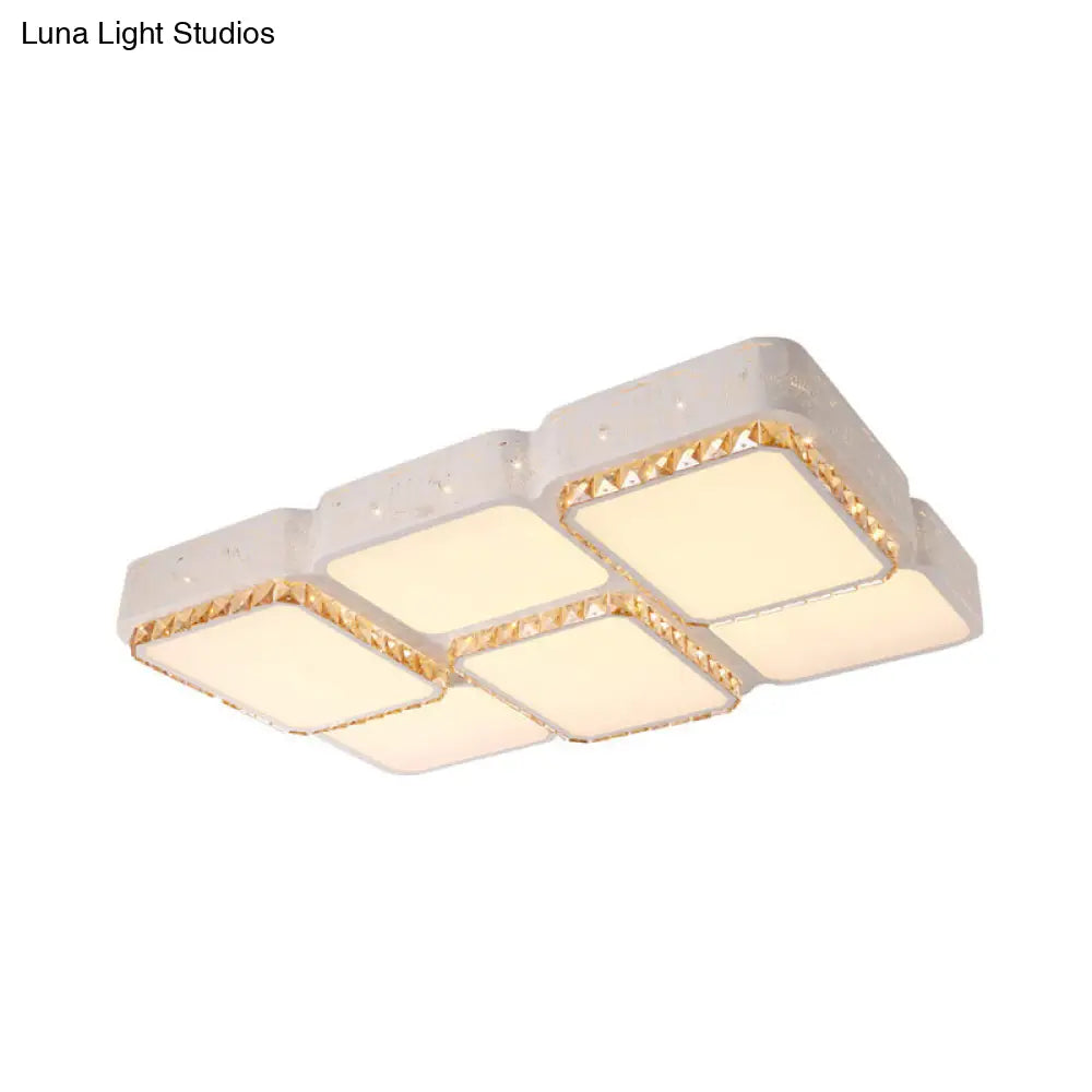 DecorBites™ DecorBites™ Modern K9 Crystal LED Ceiling Light - Flush Mount, Acrylic Shade, Remote Control Dimming - 21.5"/37.5" Wide