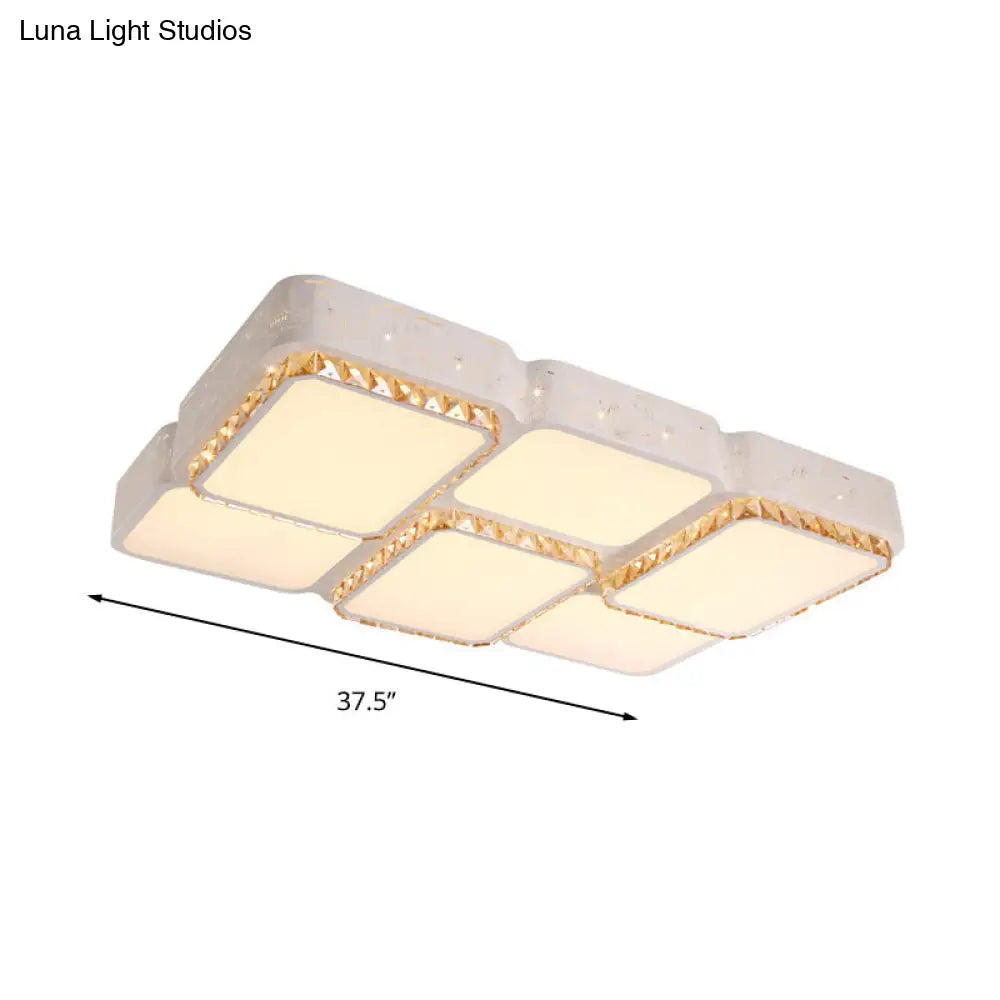 DecorBites™ DecorBites™ Modern K9 Crystal LED Ceiling Light - Flush Mount, Acrylic Shade, Remote Control Dimming - 21.5"/37.5" Wide