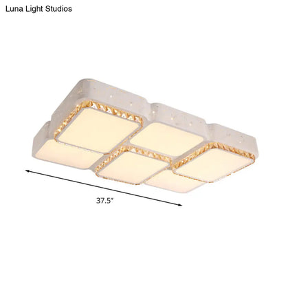 DecorBites™ DecorBites™ Modern K9 Crystal LED Ceiling Light - Flush Mount, Acrylic Shade, Remote Control Dimming - 21.5"/37.5" Wide