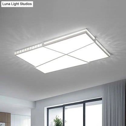 DecorBites™ DecorBites™ Modern K9 Crystal LED Flush Mount Ceiling Light with Remote Control Dimming, White Light - Available in Rectangle/Square, 16.5"/20.5"/35.5" Wide