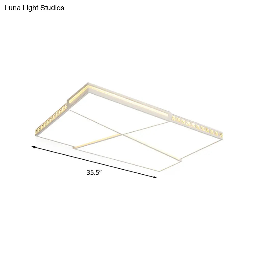 DecorBites™ DecorBites™ Modern K9 Crystal LED Flush Mount Ceiling Light with Remote Control Dimming, White Light - Available in Rectangle/Square, 16.5"/20.5"/35.5" Wide
