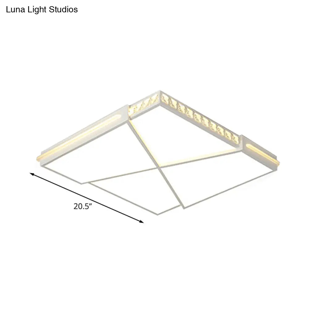 DecorBites™ DecorBites™ Modern K9 Crystal LED Flush Mount Ceiling Light with Remote Control Dimming, White Light - Available in Rectangle/Square, 16.5"/20.5"/35.5" Wide