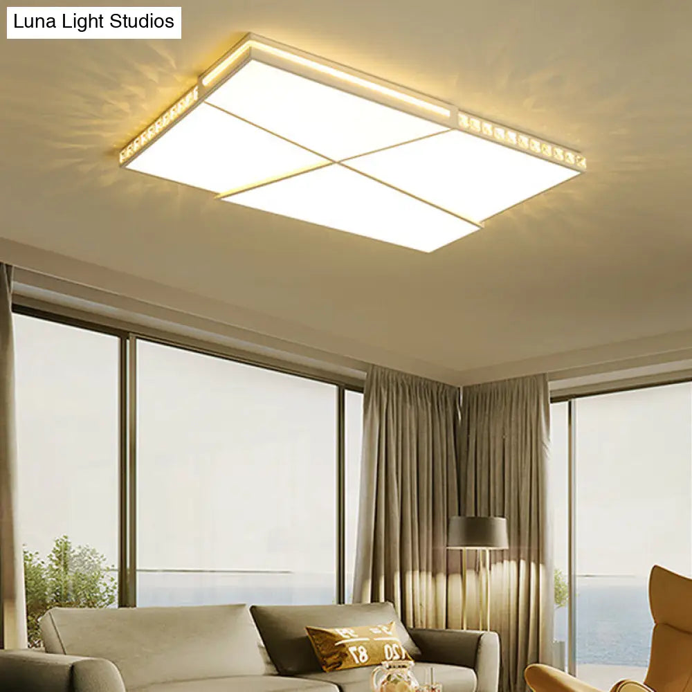 DecorBites™ DecorBites™ Modern K9 Crystal LED Flush Mount Ceiling Light with Remote Control Dimming, White Light - Available in Rectangle/Square, 16.5"/20.5"/35.5" Wide