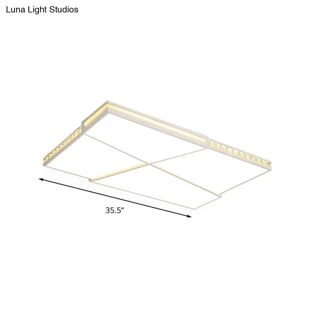 DecorBites™ DecorBites™ Modern K9 Crystal LED Flush Mount Ceiling Light with Remote Control Dimming, White Light - Available in Rectangle/Square, 16.5"/20.5"/35.5" Wide