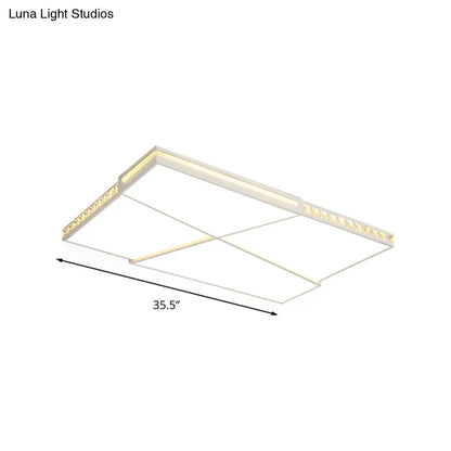 DecorBites™ DecorBites™ Modern K9 Crystal LED Flush Mount Ceiling Light with Remote Control Dimming, White Light - Available in Rectangle/Square, 16.5"/20.5"/35.5" Wide