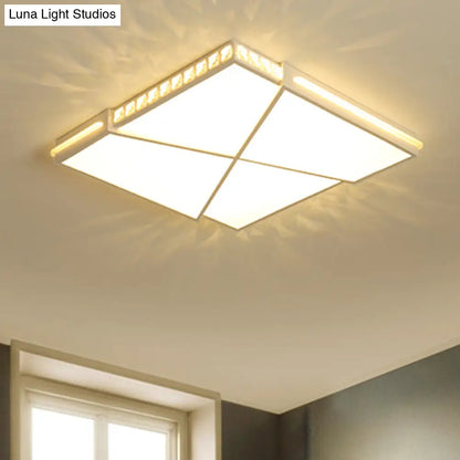 DecorBites™ DecorBites™ Modern K9 Crystal LED Flush Mount Ceiling Light with Remote Control Dimming, White Light - Available in Rectangle/Square, 16.5"/20.5"/35.5" Wide