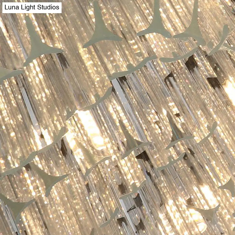 Lámpara colgante moderna de araña con capas y biseles de cristal - 10 bombillas en plata