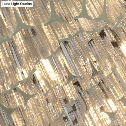 Lámpara colgante moderna de araña con capas y biseles de cristal - 10 bombillas en plata