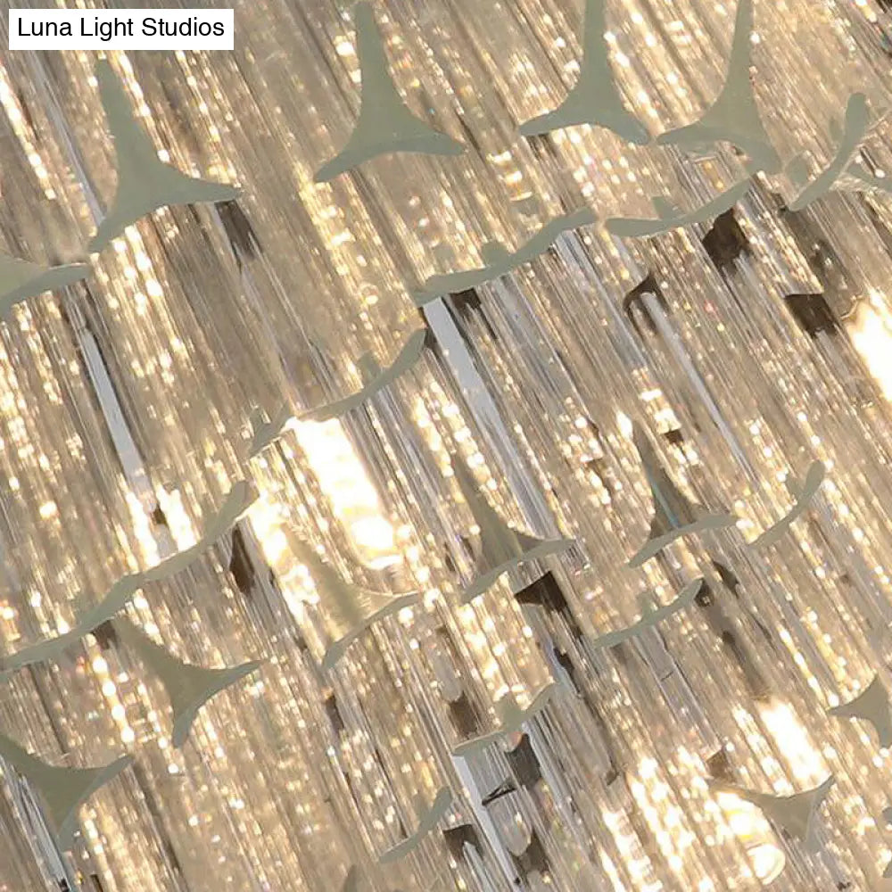 Lámpara colgante moderna de araña con capas y biseles de cristal - 10 bombillas en plata