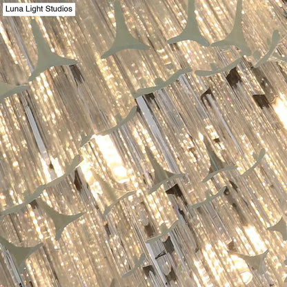 Lámpara colgante moderna de araña con capas y biseles de cristal - 10 bombillas en plata