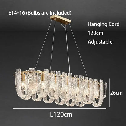 Gold-toned modern layered clear glass ceiling chandelier with cascading crystals and 16 e14 dimmable led bulbs by decorbites