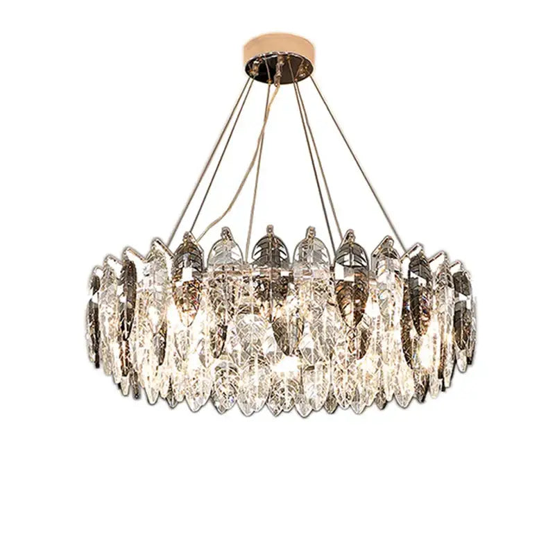 Modern pendant light with clear faceted crystal leaves and rose gold ceiling mount for living room decorbites gold silver crystal