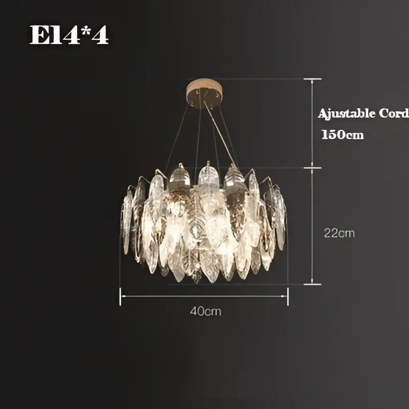 Modern leaf gold silver crystal pendant light with clear faceted glass pieces on an adjustable cord for living room decorbites gold silver
