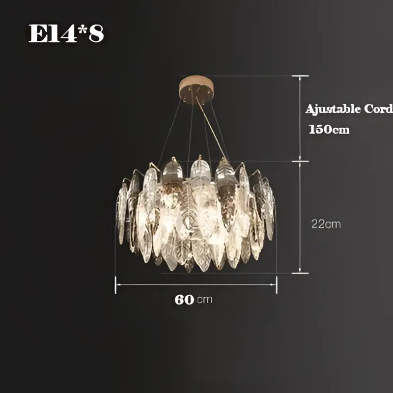 Modern leaf gold silver crystal pendant light with clear faceted glass leaves on adjustable cord for living room decorbites gold silver