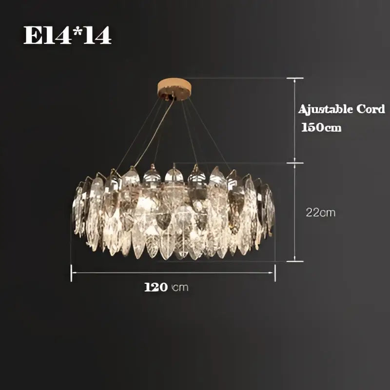 Modern leaf gold silver crystal pendant light with circular design and faceted glass for living room decorbites gold silver