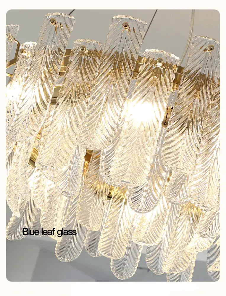 Elegant clear glass crystal led ceiling lamp with leaf textured design and gold-toned decorbites crystal led accents