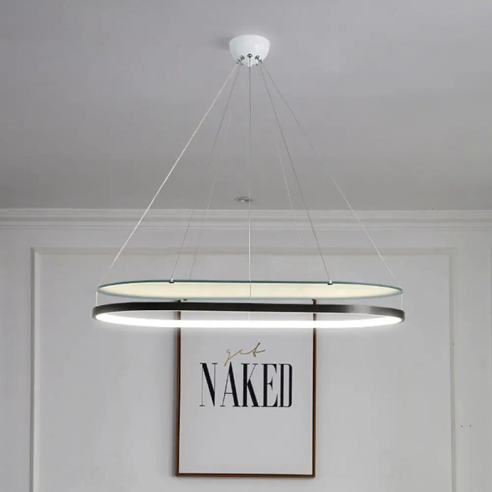 ثريا ديكوربايتس™ الحديثة ثنائية الشكل من الأكريليك LED - تركيبات سقف باللونين الأسود والذهبي لغرفة الطعام