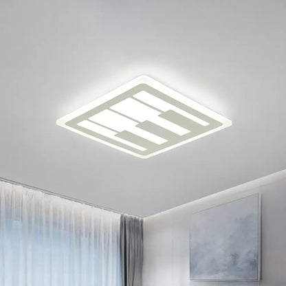 DecorBites™ DecorBites™ Modern LED Acrylic Flush Ceiling Light - Piano Design, White Flush Mount Lighting - Warm/White Light