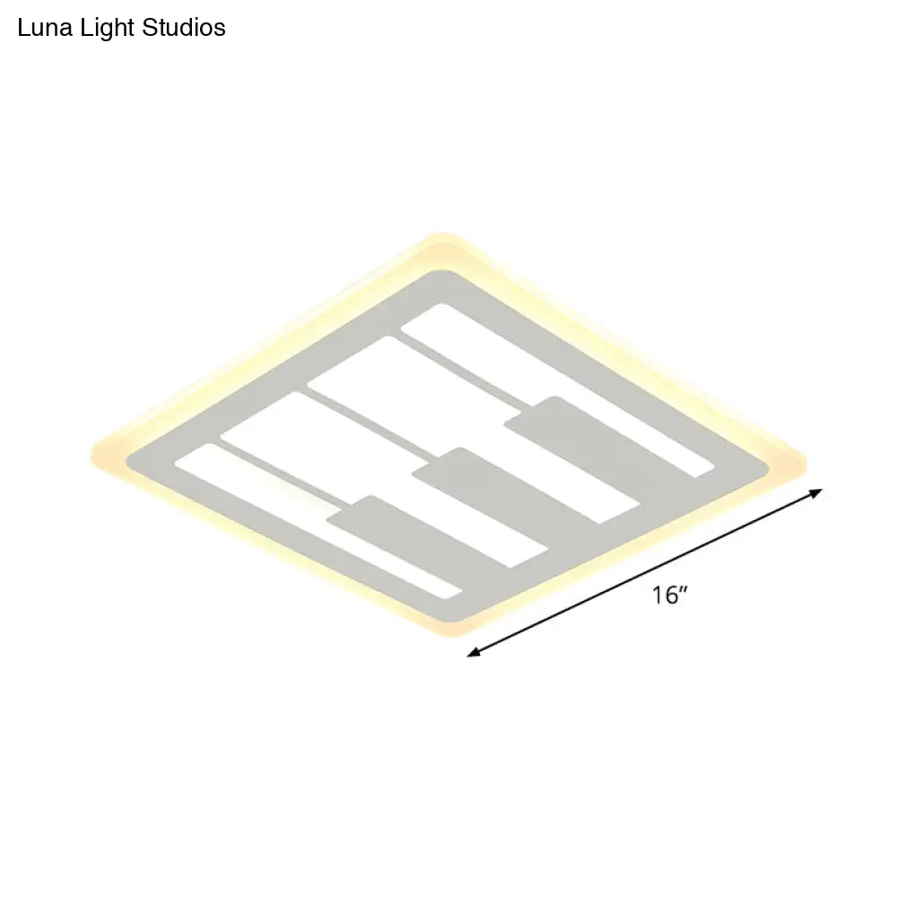 DecorBites™ DecorBites™ Modern LED Acrylic Flush Ceiling Light - Piano Design, White Flush Mount Lighting - Warm/White Light