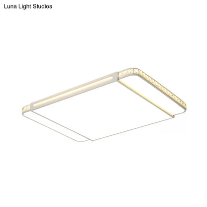 DecorBites™ DecorBites™ Modern LED Acrylic Flush Light: White Rectangle Living Room Flush Mount Lamp with Remote Control Dimming