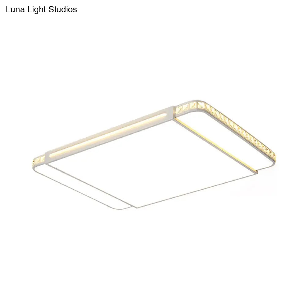 DecorBites™ DecorBites™ Modern LED Acrylic Flush Light: White Rectangle Living Room Flush Mount Lamp with Remote Control Dimming