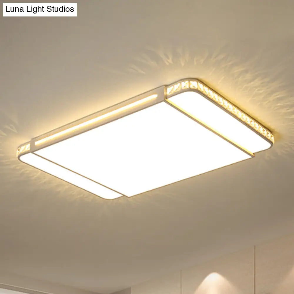 DecorBites™ DecorBites™ Modern LED Acrylic Flush Light: White Rectangle Living Room Flush Mount Lamp with Remote Control Dimming