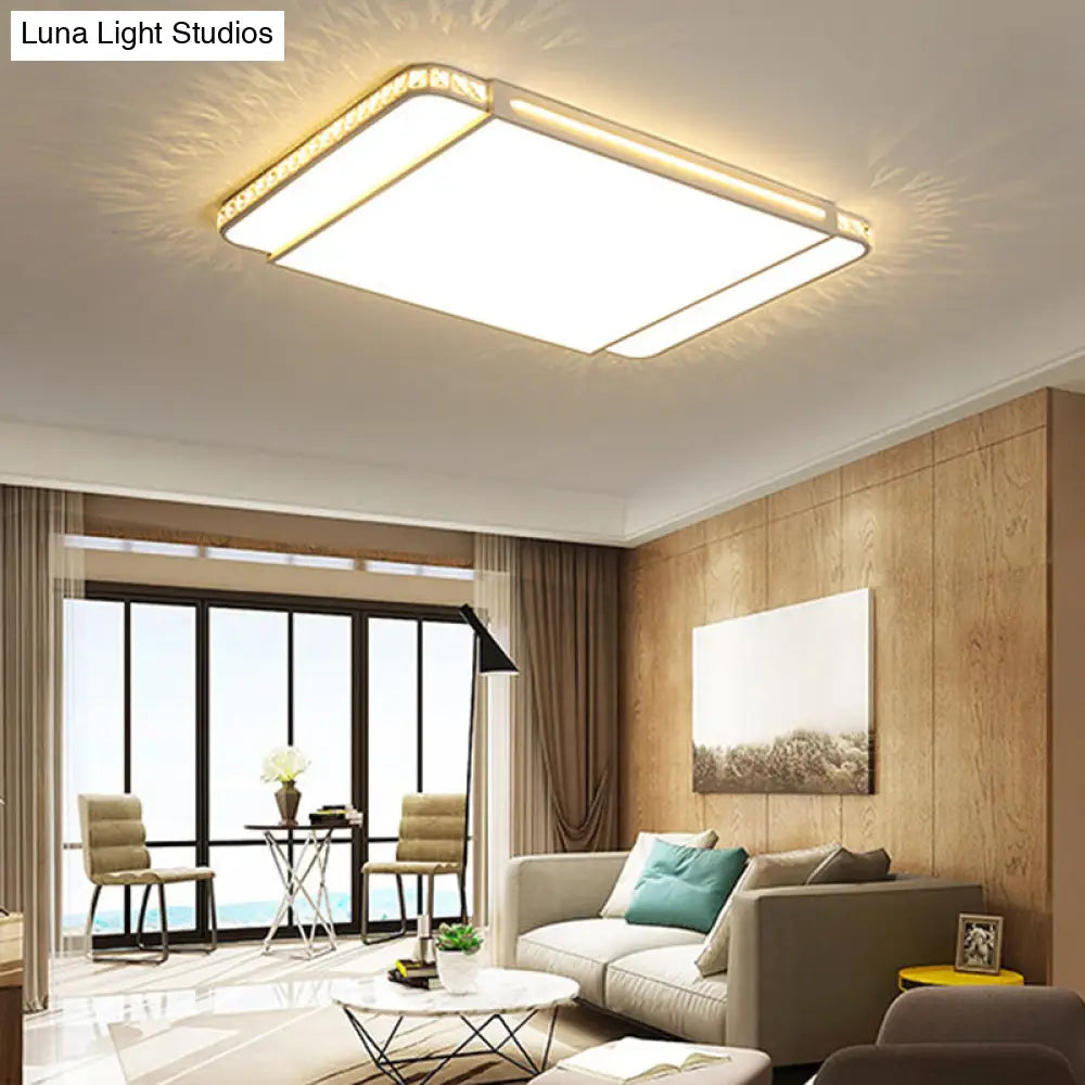 DecorBites™ DecorBites™ Modern LED Acrylic Flush Light: White Rectangle Living Room Flush Mount Lamp with Remote Control Dimming