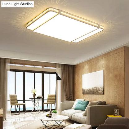 DecorBites™ DecorBites™ Modern LED Acrylic Flush Light: White Rectangle Living Room Flush Mount Lamp with Remote Control Dimming