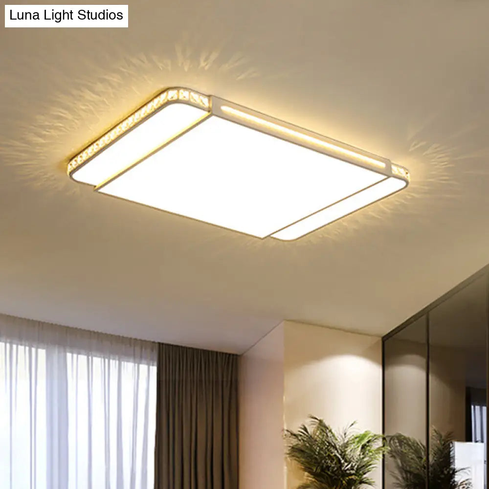 DecorBites™ DecorBites™ Modern LED Acrylic Flush Light: White Rectangle Living Room Flush Mount Lamp with Remote Control Dimming