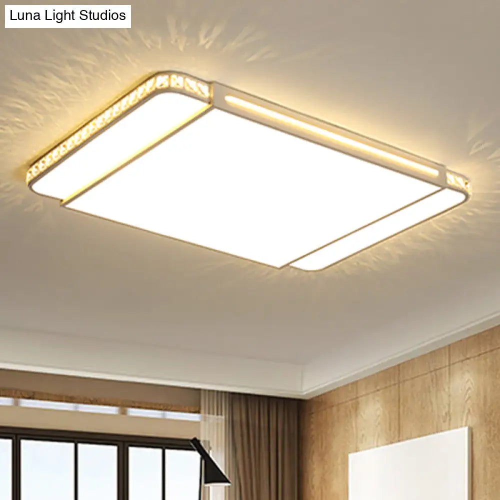 DecorBites™ DecorBites™ Modern LED Acrylic Flush Light: White Rectangle Living Room Flush Mount Lamp with Remote Control Dimming