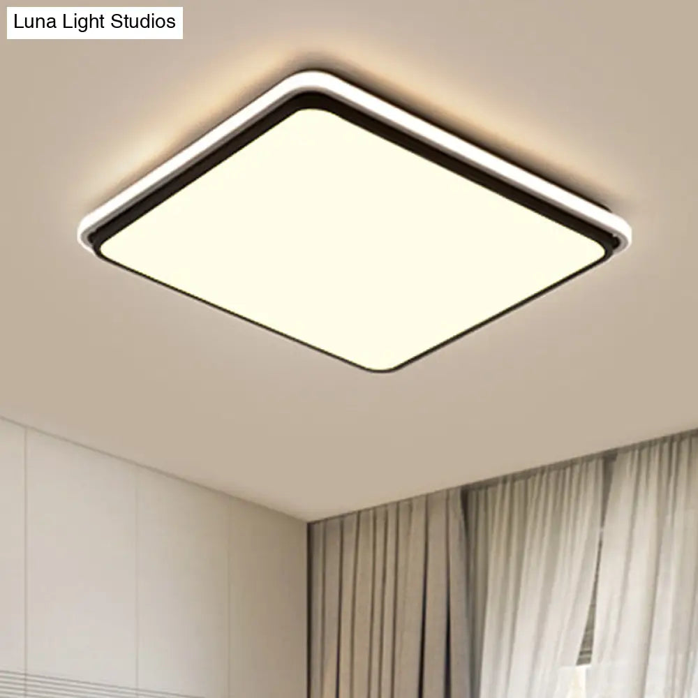 DecorBites™ DecorBites™ Modern LED Acrylic Flush Mount Ceiling Light - 16"/19.5"/35.5" Wide Black & White Square/Rectangle, White/Warm Light