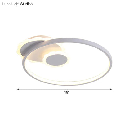 DecorBites™ DecorBites™ Modern LED Acrylic Flush Mount Ceiling Light for Bedroom - White Round Design w/ Warm or White Light