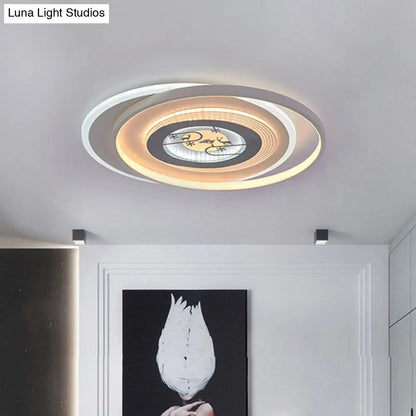 DecorBites™ DecorBites™ Modern LED Acrylic Flushmount Light Fixture - White Circular Flushmount with Deer and Tree Pattern