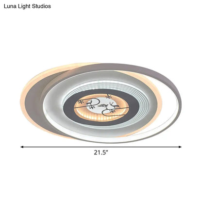 DecorBites™ DecorBites™ Modern LED Acrylic Flushmount Light Fixture - White Circular Flushmount with Deer and Tree Pattern