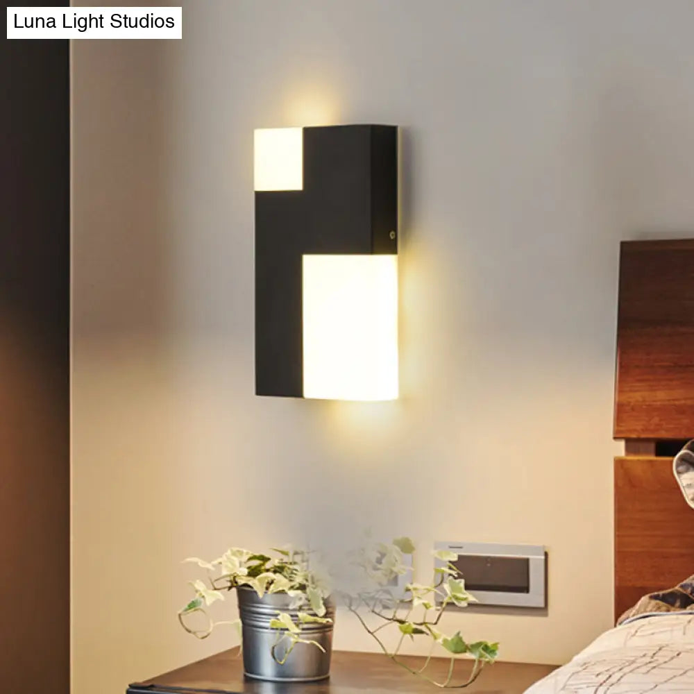 DecorBites™ DecorBites™ Modern LED Acrylic Wall Sconce Light - White/Black Rectangular Minimalist Lamp for Bedside