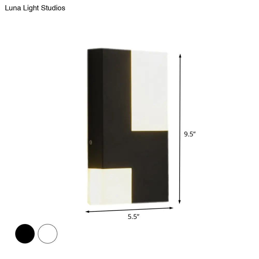 DecorBites™ DecorBites™ Modern LED Acrylic Wall Sconce Light - White/Black Rectangular Minimalist Lamp for Bedside