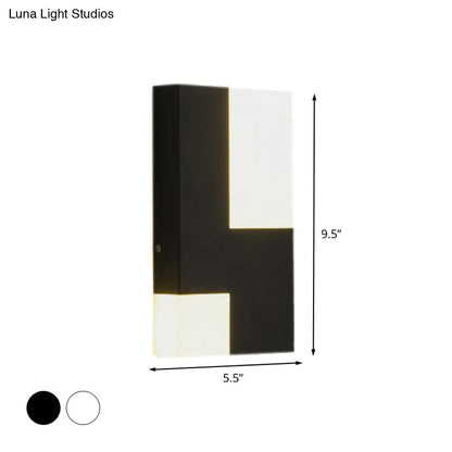 DecorBites™ DecorBites™ Modern LED Acrylic Wall Sconce Light - White/Black Rectangular Minimalist Lamp for Bedside
