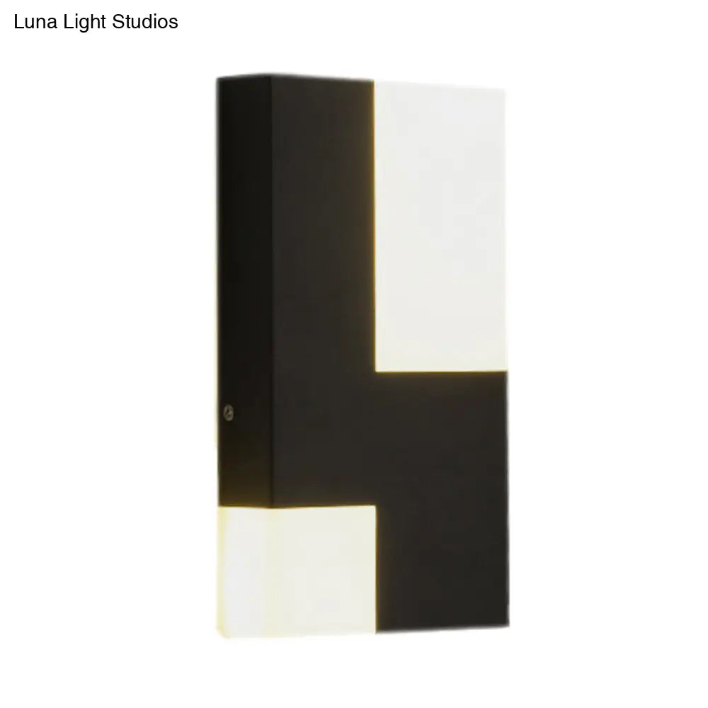 DecorBites™ DecorBites™ Modern LED Acrylic Wall Sconce Light - White/Black Rectangular Minimalist Lamp for Bedside