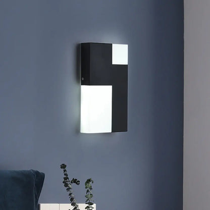 DecorBites™ DecorBites™ Modern LED Acrylic Wall Sconce Light - White/Black Rectangular Minimalist Lamp for Bedside