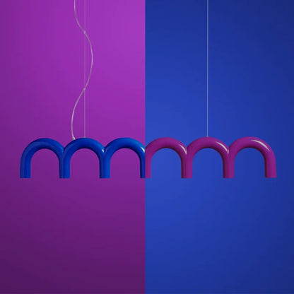 Modern LED Arch Chandelier in Black/White/Orange/Blue - Chandelier