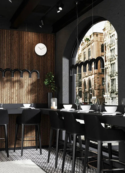 Modern LED Arch Chandelier in Black/White/Orange/Blue - Chandelier