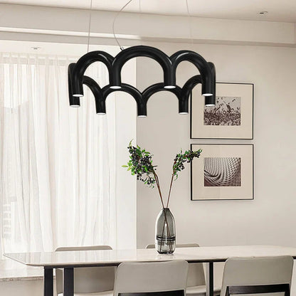 Modern LED Arch Chandelier in Black/White/Orange/Blue - Chandelier