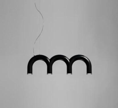 Modern LED Arch Chandelier in Black/White/Orange/Blue - Black 3 / Cool White - Chandelier