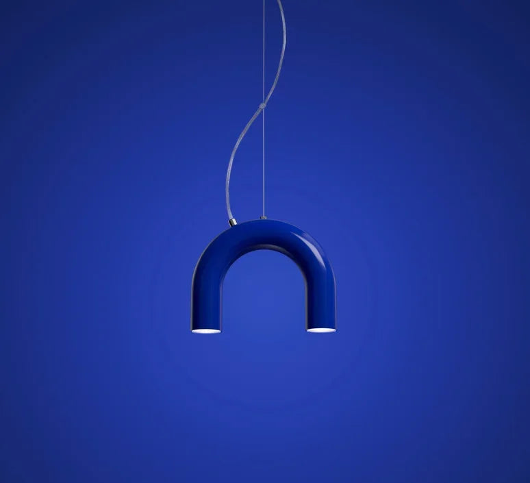 Modern LED Arch Chandelier in Black/White/Orange/Blue - Blue 1 / Warm White - Chandelier