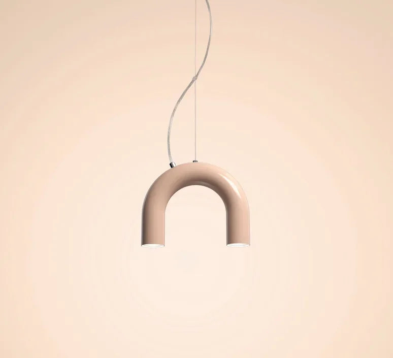 Modern LED Arch Chandelier in Black/White/Orange/Blue - Orange 1 / Cool White - Chandelier