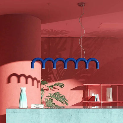 Modern LED Arch Chandelier in Black/White/Orange/Blue - red 3 heads / Cool White - Chandelier