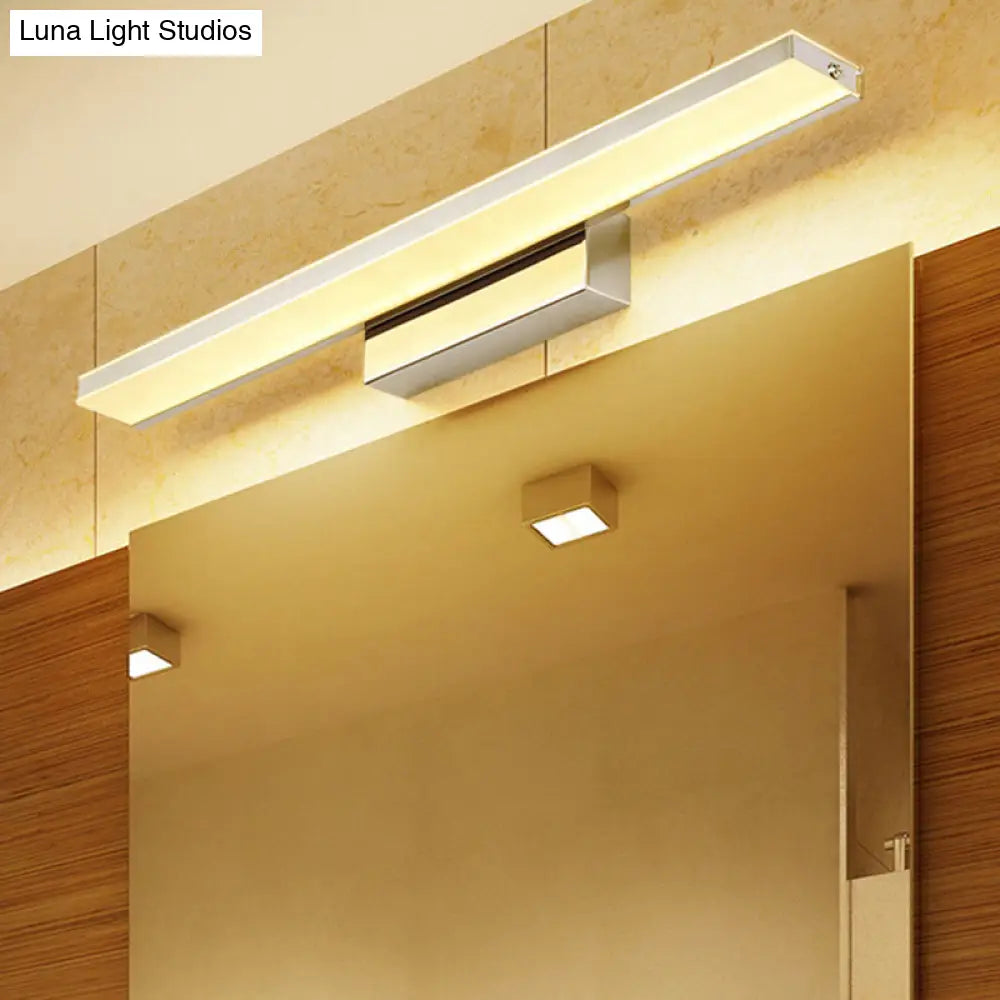 DecorBites™ DecorBites™ Modern LED Bathroom Vanity Light - Stainless Steel Wall Mount Lamp in White Rectangle Design