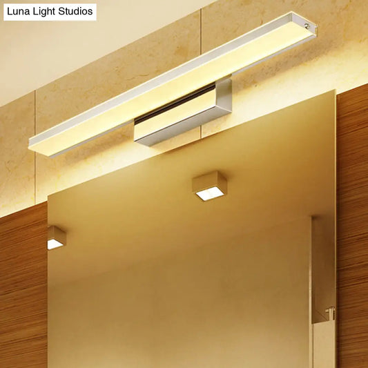 DecorBites™ DecorBites™ Modern LED Bathroom Vanity Light - Stainless Steel Wall Mount Lamp in White Rectangle Design