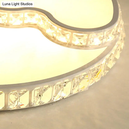 DecorBites™ DecorBites™ Modern LED Bedroom Ceiling Light Fixture - White Flush Mount with Star Moon Crystal Shade