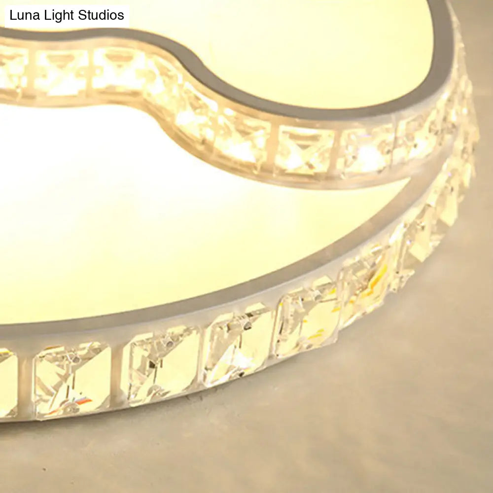 DecorBites™ DecorBites™ Modern LED Bedroom Ceiling Light Fixture - White Flush Mount with Star Moon Crystal Shade